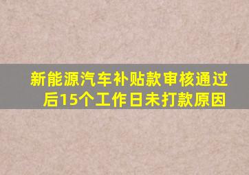 新能源汽车补贴款审核通过后15个工作日未打款原因