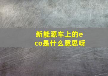 新能源车上的eco是什么意思呀