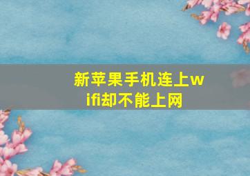 新苹果手机连上wifi却不能上网