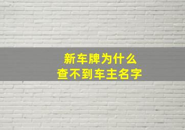 新车牌为什么查不到车主名字