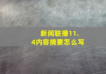 新闻联播11.4内容摘要怎么写