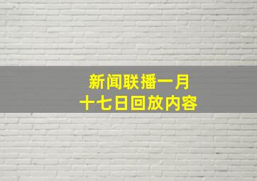 新闻联播一月十七日回放内容