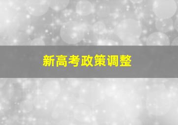 新高考政策调整