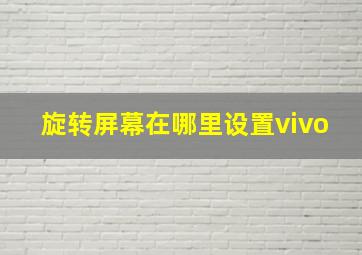 旋转屏幕在哪里设置vivo