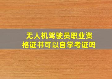 无人机驾驶员职业资格证书可以自学考证吗