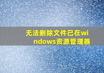 无法删除文件已在windows资源管理器