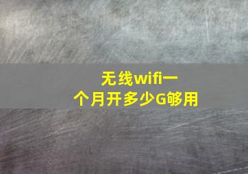 无线wifi一个月开多少G够用