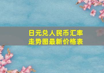 日元兑人民币汇率走势图最新价格表