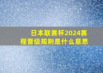 日本联赛杯2024赛程晋级规则是什么意思