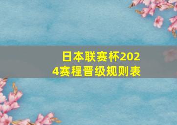 日本联赛杯2024赛程晋级规则表