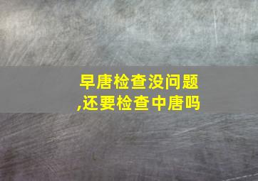 早唐检查没问题,还要检查中唐吗