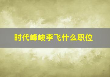 时代峰峻李飞什么职位