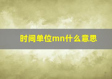 时间单位mn什么意思