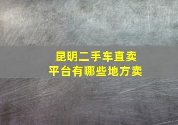 昆明二手车直卖平台有哪些地方卖