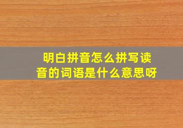 明白拼音怎么拼写读音的词语是什么意思呀