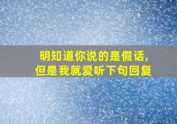 明知道你说的是假话,但是我就爱听下句回复