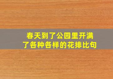 春天到了公园里开满了各种各样的花排比句