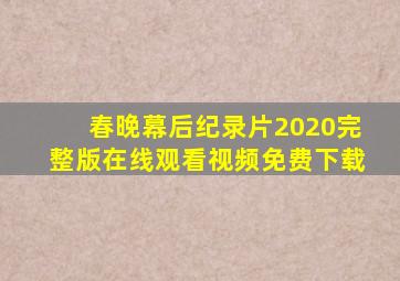 春晚幕后纪录片2020完整版在线观看视频免费下载