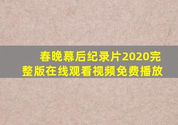 春晚幕后纪录片2020完整版在线观看视频免费播放