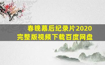 春晚幕后纪录片2020完整版视频下载百度网盘