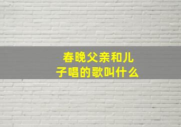 春晚父亲和儿子唱的歌叫什么