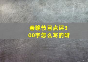 春晚节目点评300字怎么写的呀