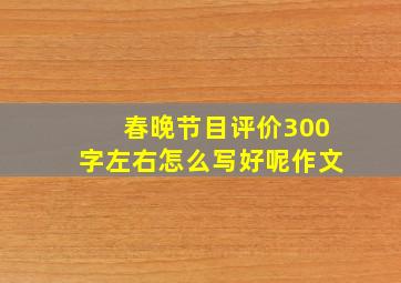 春晚节目评价300字左右怎么写好呢作文