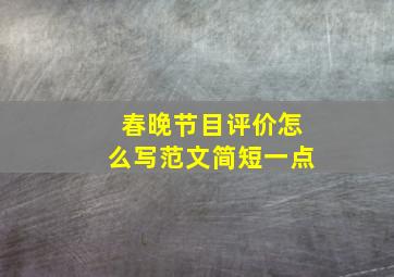 春晚节目评价怎么写范文简短一点