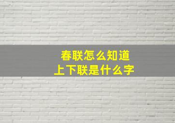 春联怎么知道上下联是什么字