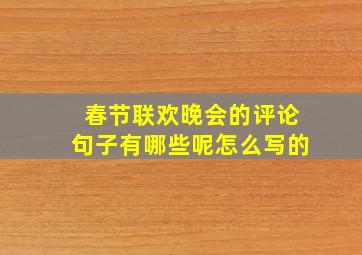 春节联欢晚会的评论句子有哪些呢怎么写的