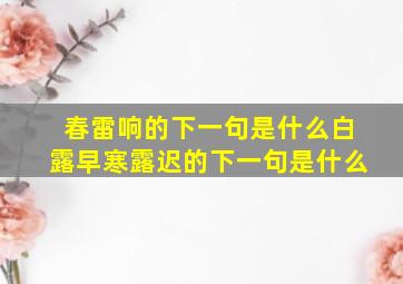 春雷响的下一句是什么白露早寒露迟的下一句是什么