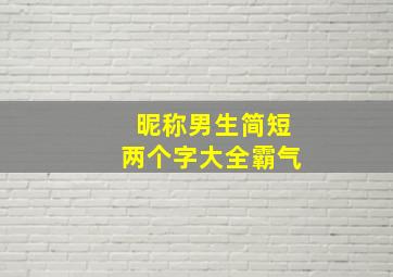 昵称男生简短两个字大全霸气