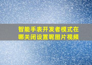 智能手表开发者模式在哪关闭设置呢图片视频