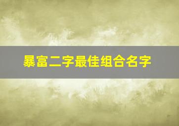 暴富二字最佳组合名字