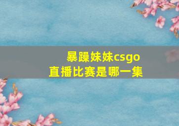 暴躁妹妹csgo直播比赛是哪一集