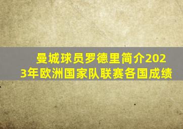 曼城球员罗德里简介2023年欧洲国家队联赛各国成绩