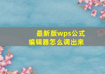 最新版wps公式编辑器怎么调出来