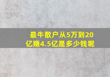 最牛散户从5万到20亿赚4.5亿是多少钱呢