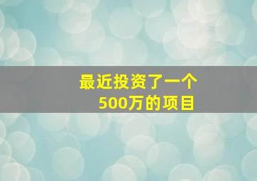 最近投资了一个500万的项目