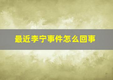 最近李宁事件怎么回事