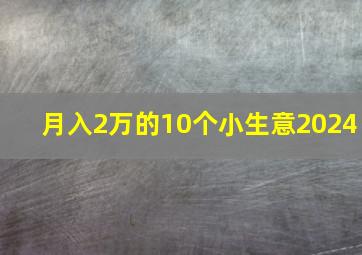 月入2万的10个小生意2024