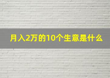 月入2万的10个生意是什么