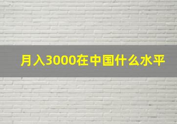 月入3000在中国什么水平