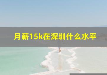 月薪15k在深圳什么水平