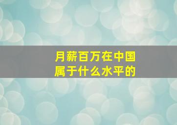 月薪百万在中国属于什么水平的