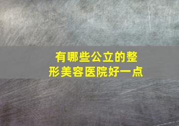 有哪些公立的整形美容医院好一点