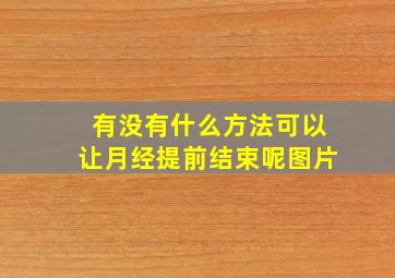 有没有什么方法可以让月经提前结束呢图片