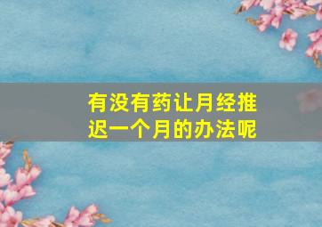 有没有药让月经推迟一个月的办法呢