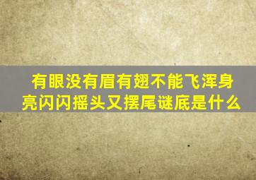 有眼没有眉有翅不能飞浑身亮闪闪摇头又摆尾谜底是什么