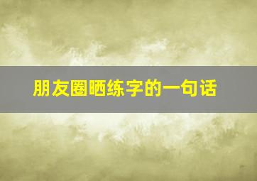 朋友圈晒练字的一句话